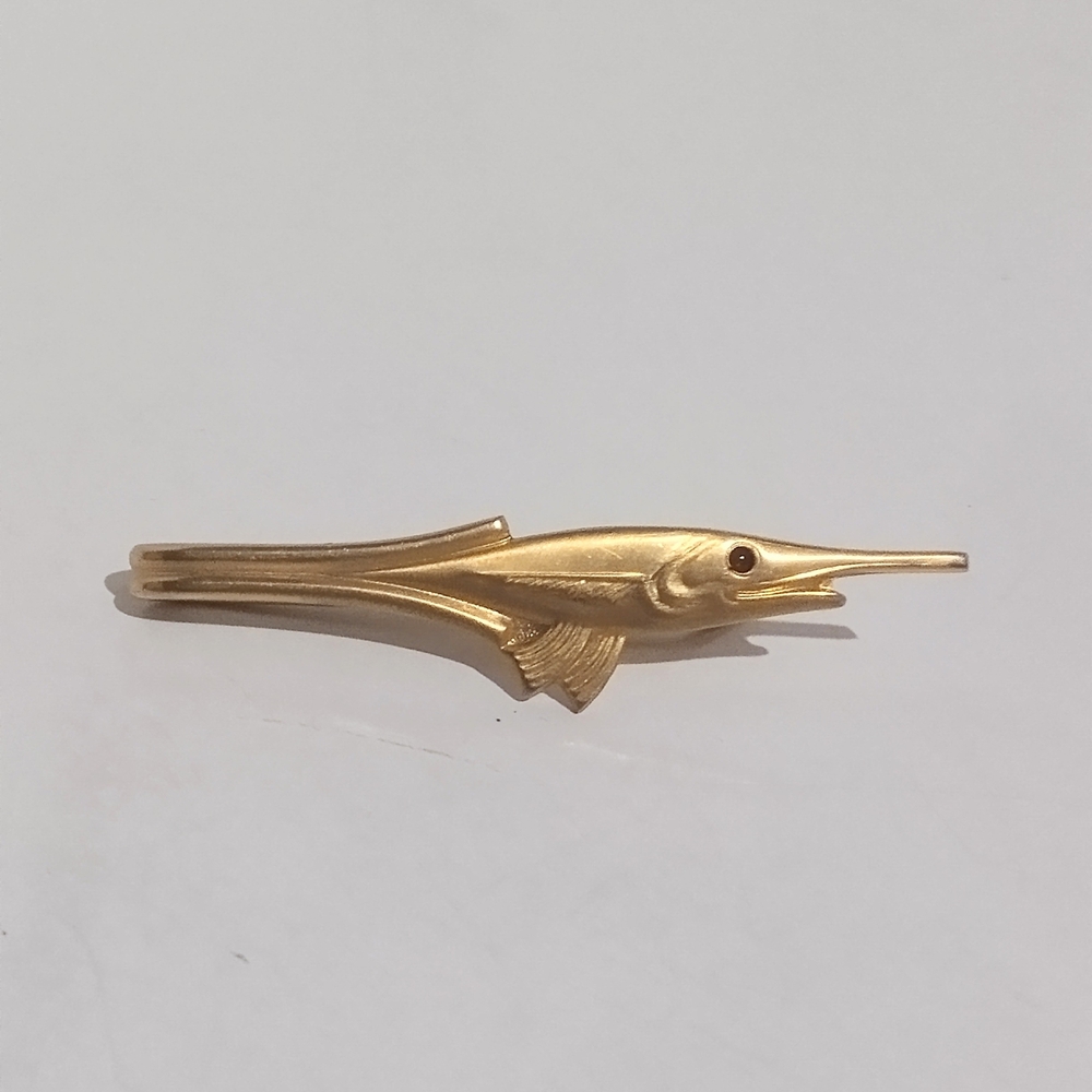 Gold Marlin Sword Fish Tye Tie Clip W/ Red Eye